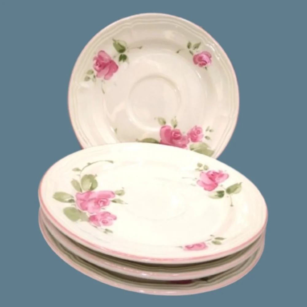Gibson Housewares 4 Roseland Saucers 6.5